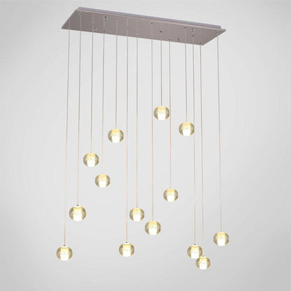 Multi-Globe Cluster Clear Glass Crystal Pendant Light