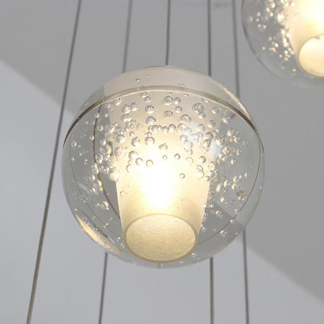 Multi-Globe Cluster Clear Glass Crystal Pendant Light