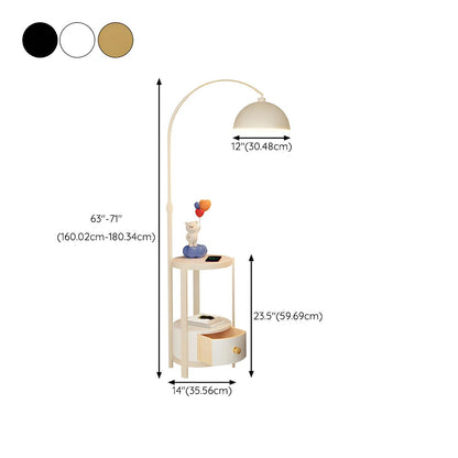 Multifunctional White Dome Floor Lamp with Side Table