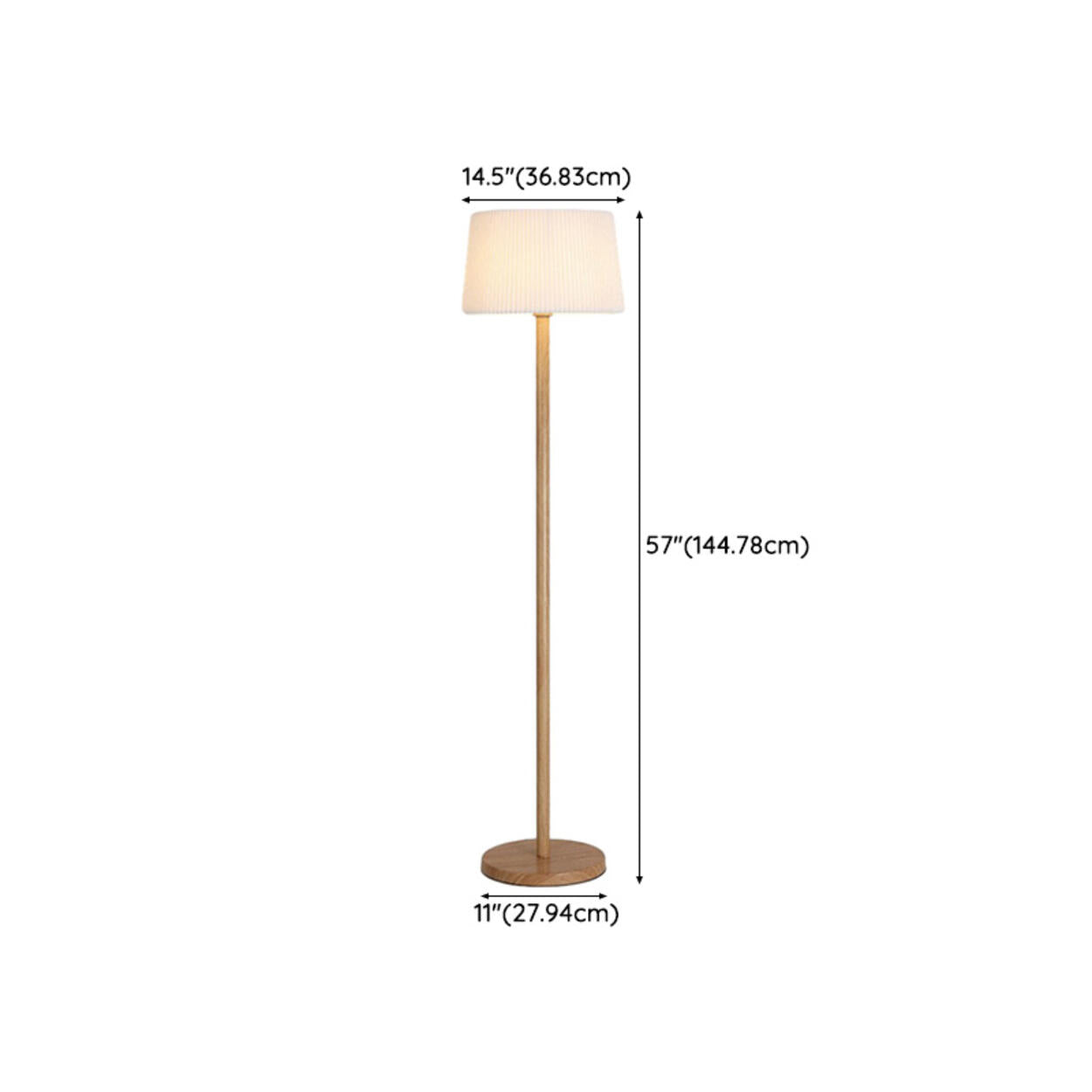 Natural Drum Wood-color Metal Column Floor Lamp