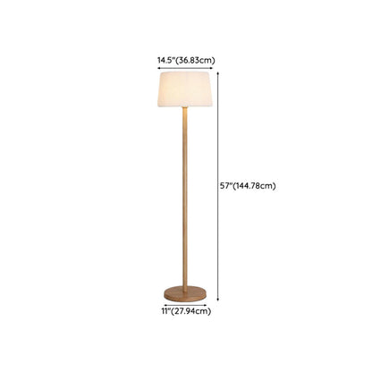 Natural Drum Wood-color Metal Column Floor Lamp