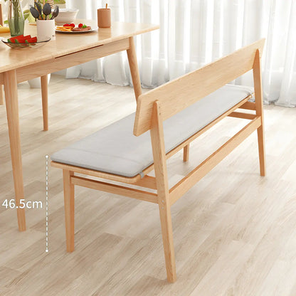 Natural Finish Cushioned Dining Bench with Back and Leg