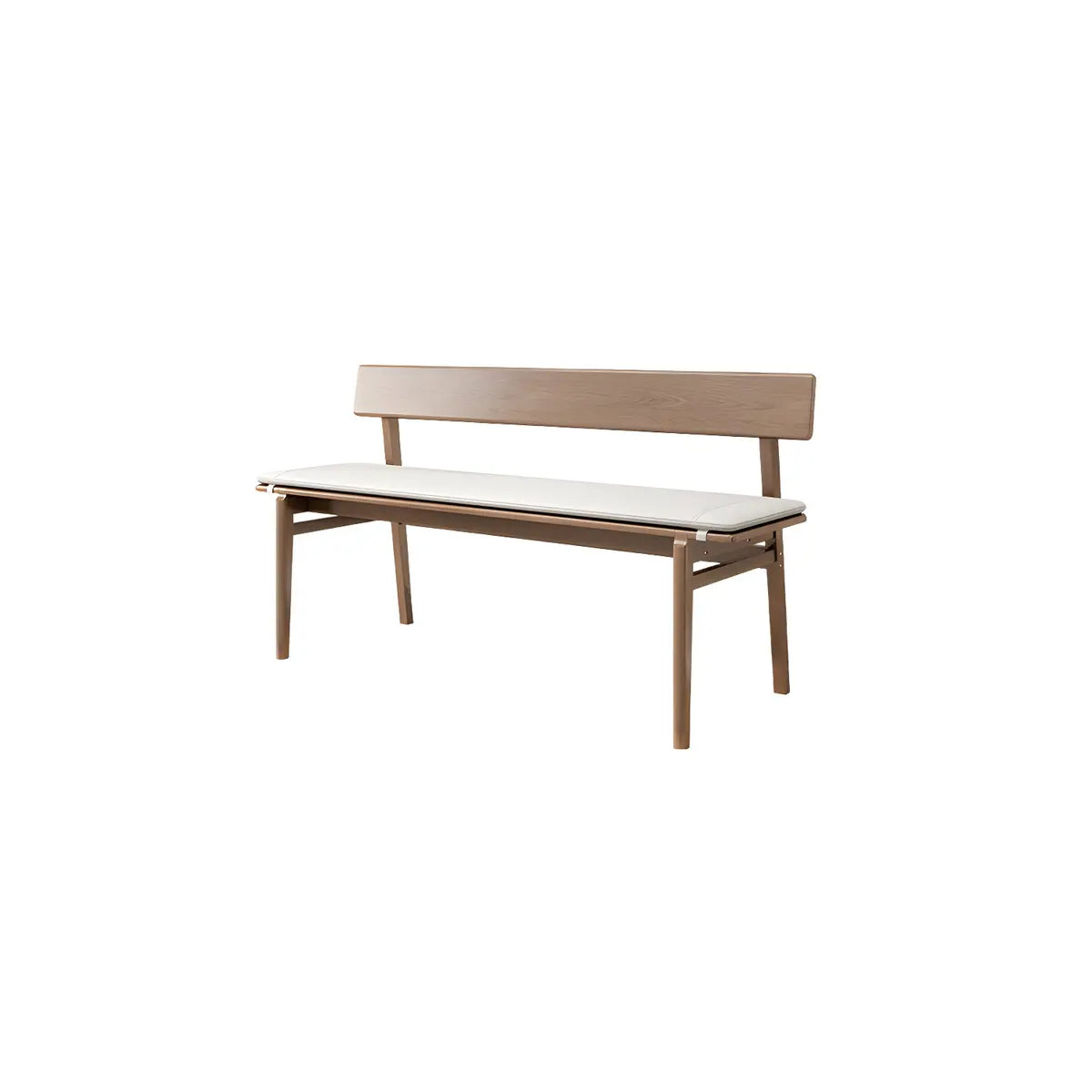 Natural Finish Cushioned Dining Bench with Back and Leg