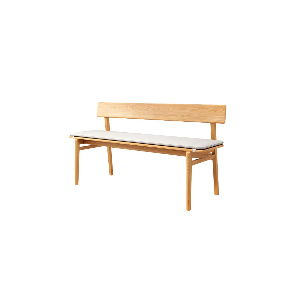 Natural Finish Cushioned Dining Bench with Back and Leg