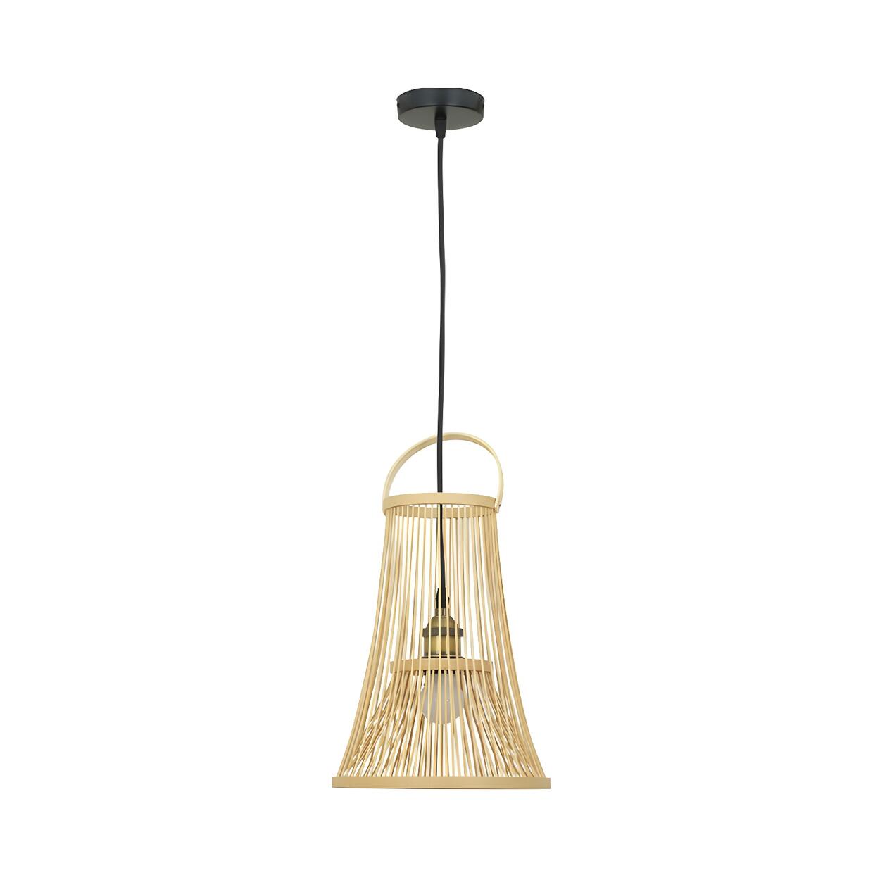 Natural Lantern Rattan Trumpet Beige Pendant Light