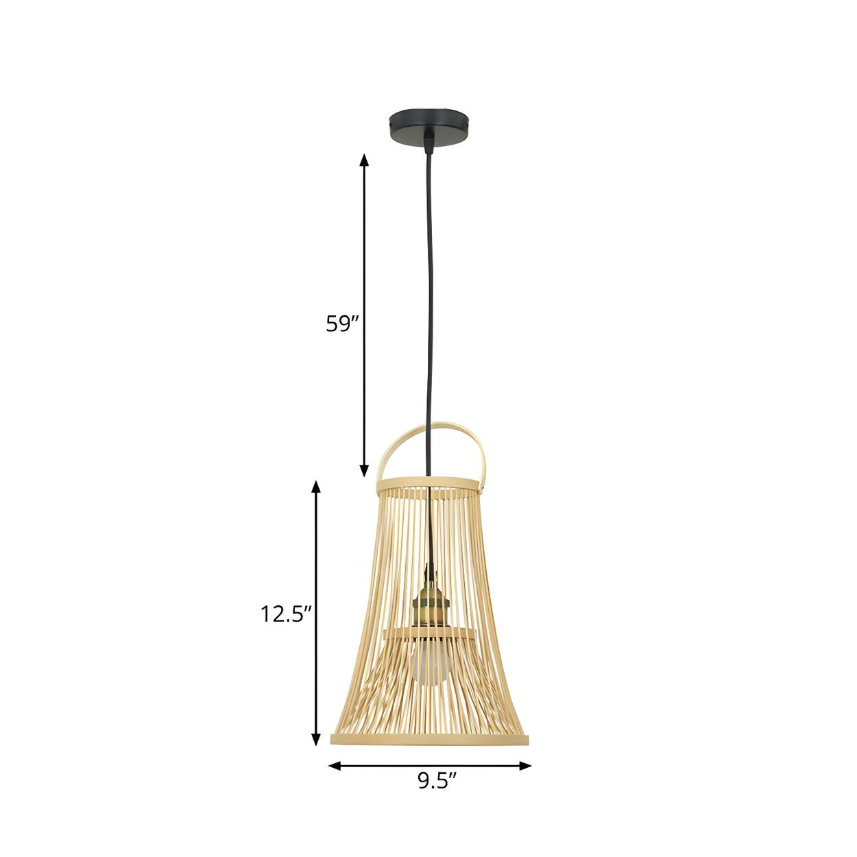 Natural Lantern Rattan Trumpet Beige Pendant Light