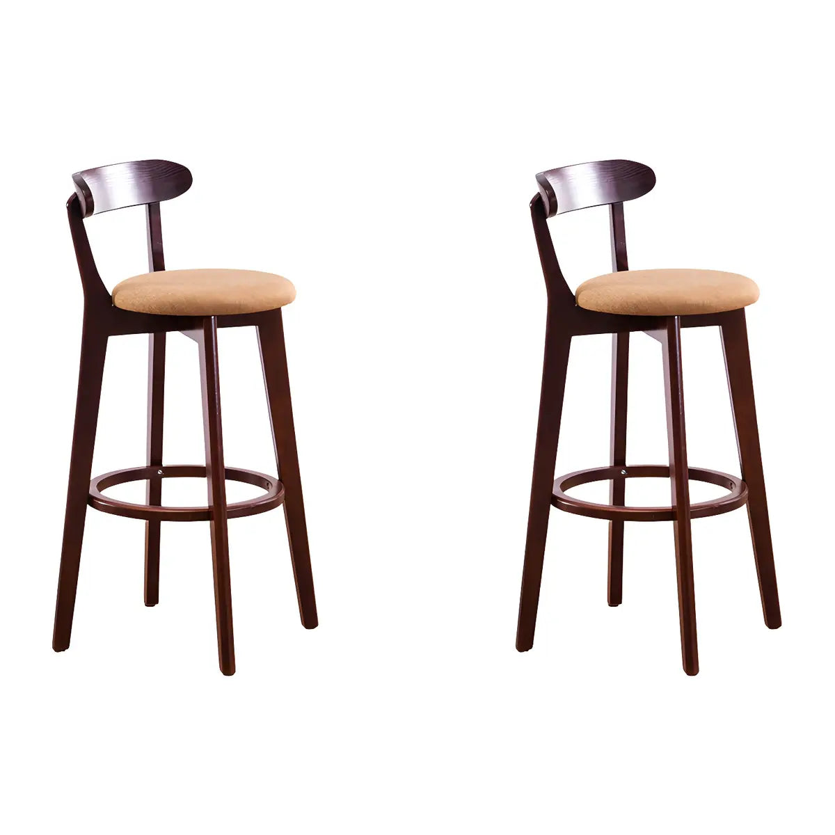 Natural Round Beech Cotton Backrest Wood Bar Stool