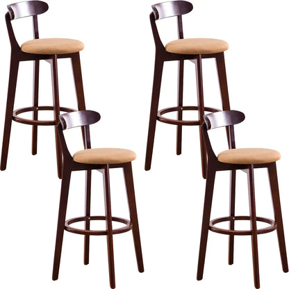 Natural Round Beech Cotton Backrest Wood Bar Stool