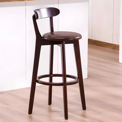 Natural Round Beech Cotton Backrest Wood Bar Stool