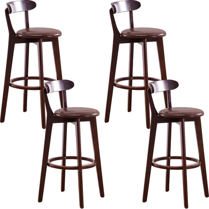 Natural Round Beech Cotton Backrest Wood Bar Stool