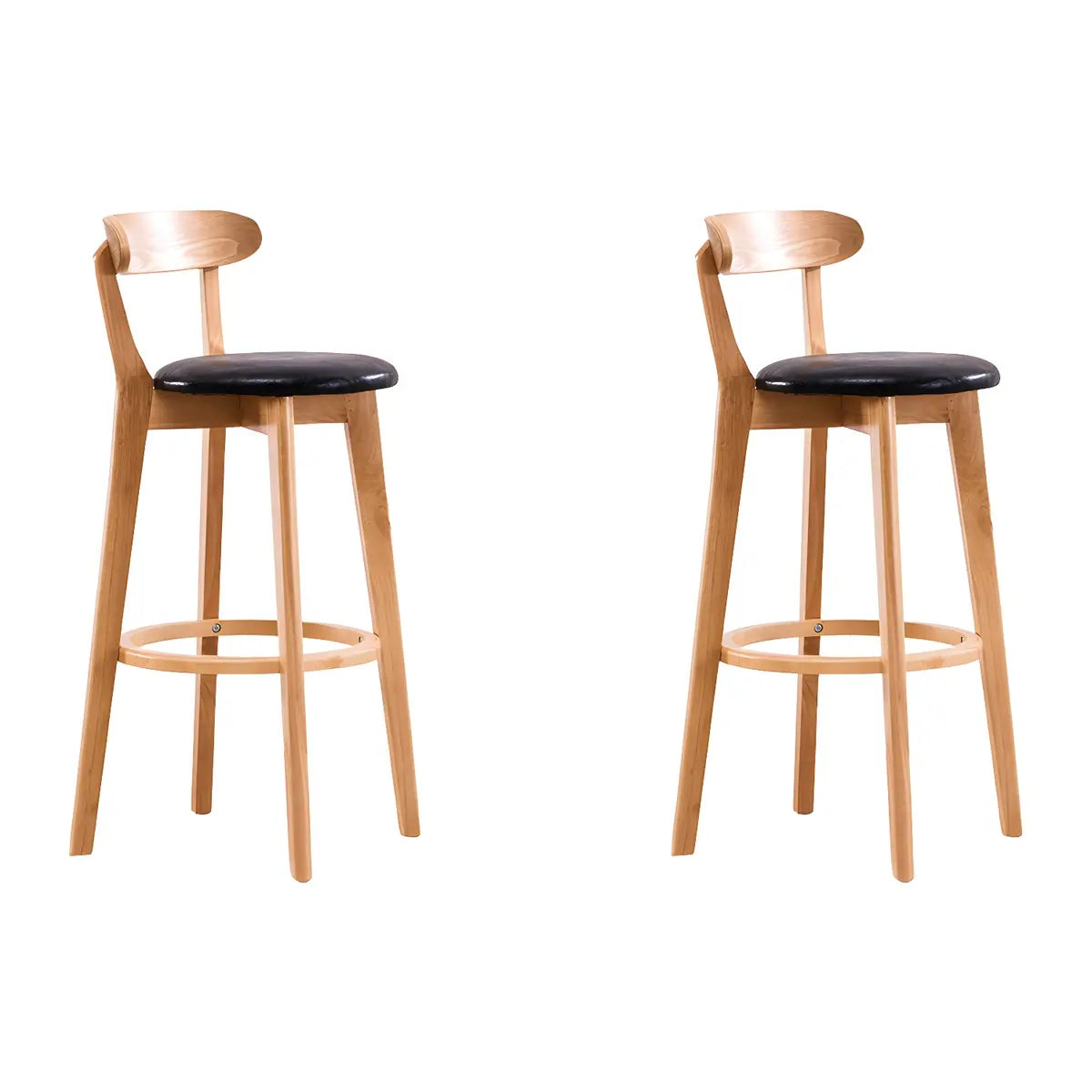 Natural Round Beech Cotton Backrest Wood Bar Stool