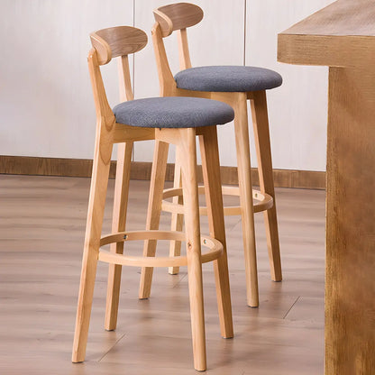 Natural Round Beech Cotton Backrest Wood Bar Stool