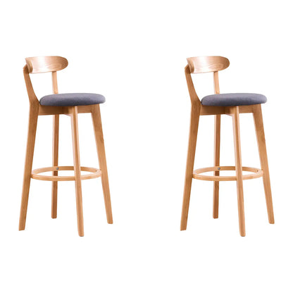 Natural Round Beech Cotton Backrest Wood Bar Stool