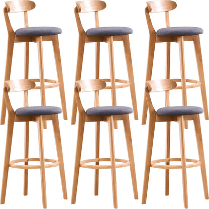 Natural Round Beech Cotton Backrest Wood Bar Stool