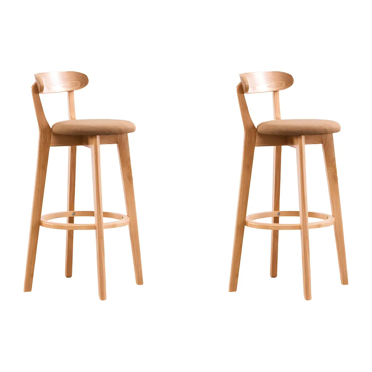 Natural Round Beech Cotton Backrest Wood Bar Stool