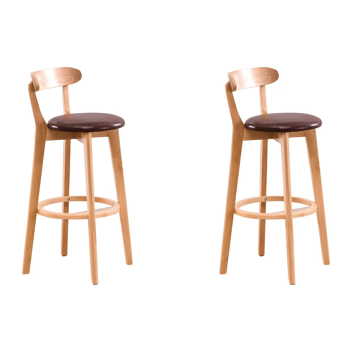 Natural Round Beech Cotton Backrest Wood Bar Stool