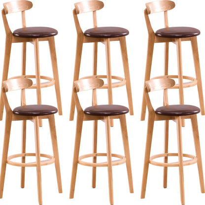 Natural Round Beech Cotton Backrest Wood Bar Stool