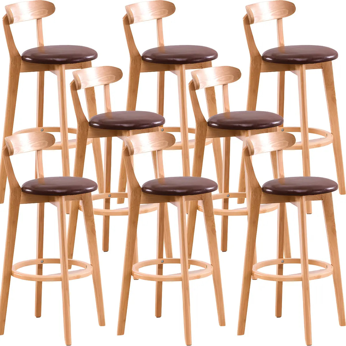 Natural Round Beech Cotton Backrest Wood Bar Stool