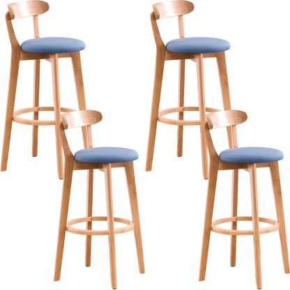 Natural Round Beech Cotton Backrest Wood Bar Stool