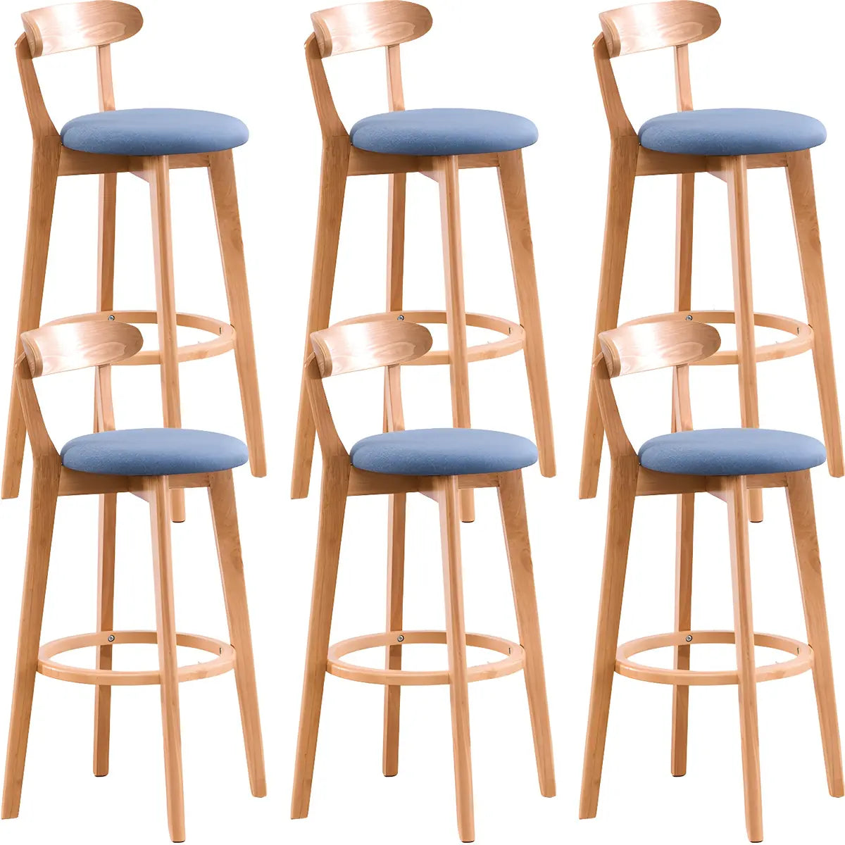 Natural Round Beech Cotton Backrest Wood Bar Stool