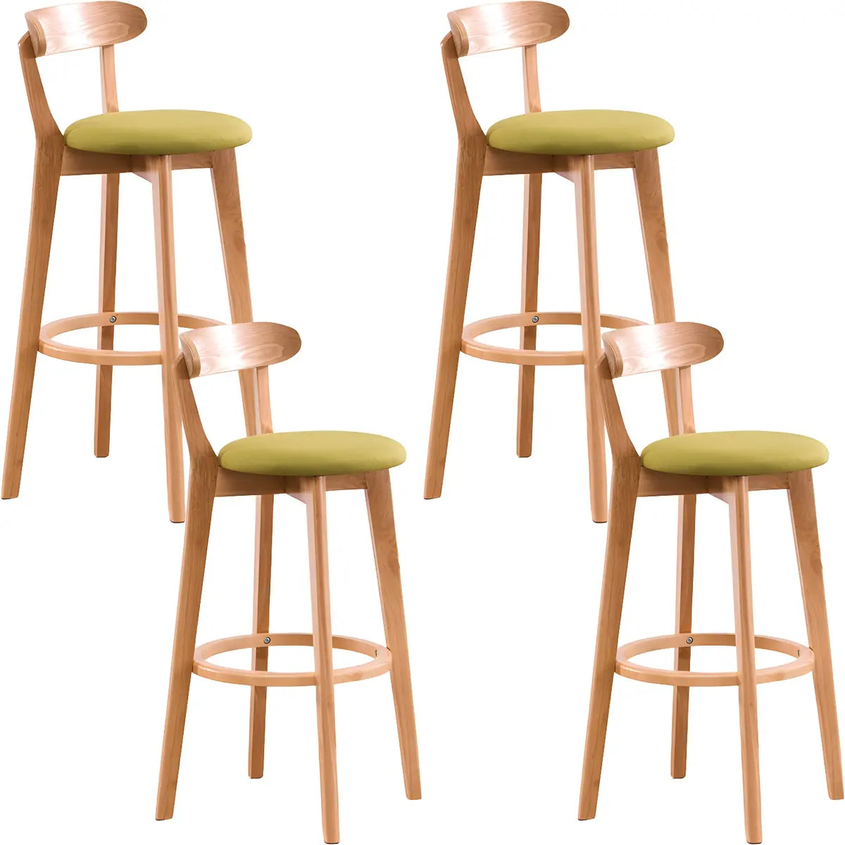 Natural Round Beech Cotton Backrest Wood Bar Stool