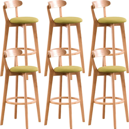 Natural Round Beech Cotton Backrest Wood Bar Stool