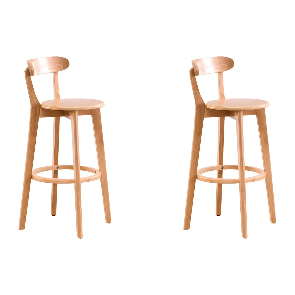 Natural Round Beech Cotton Backrest Wood Bar Stool