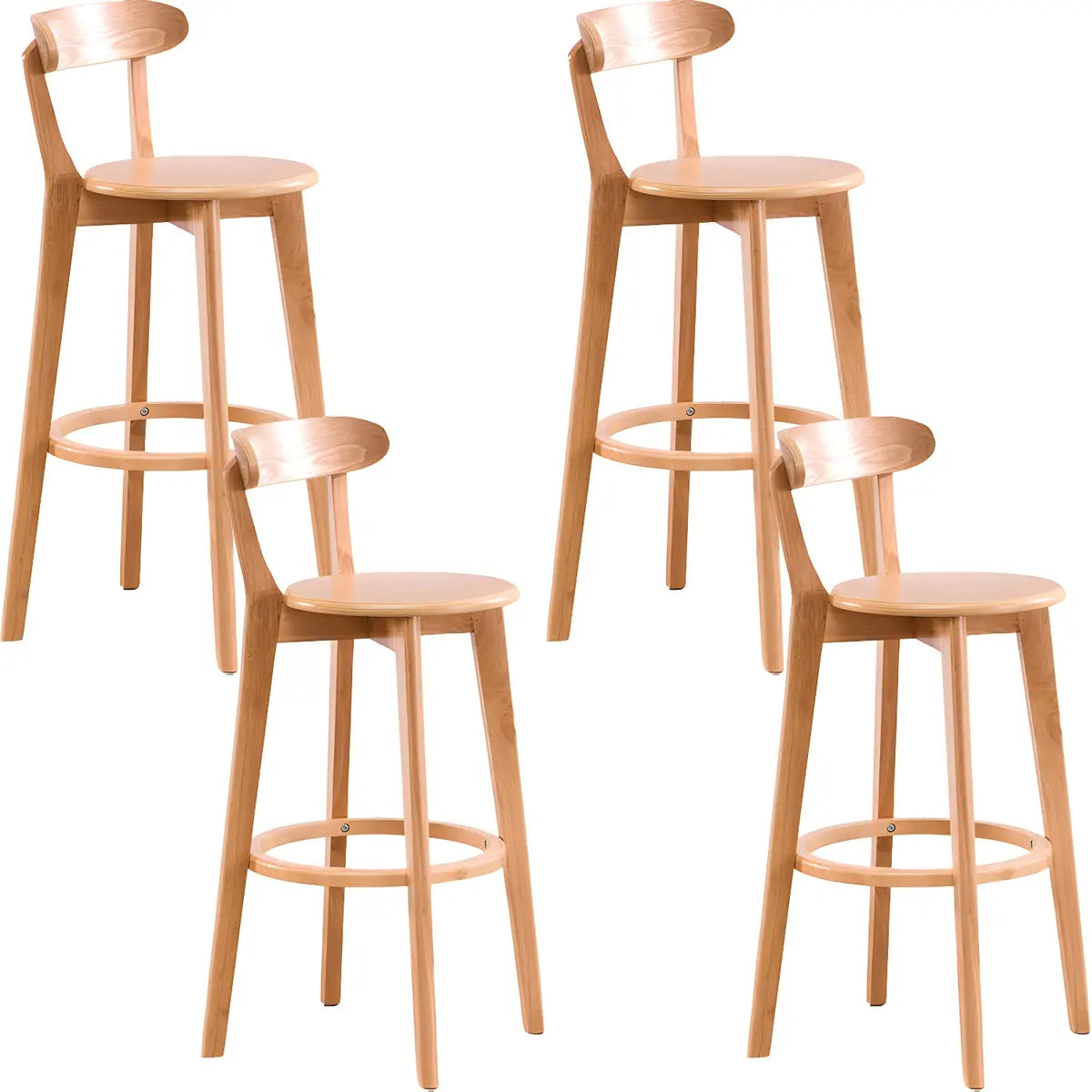 Natural Round Beech Cotton Backrest Wood Bar Stool