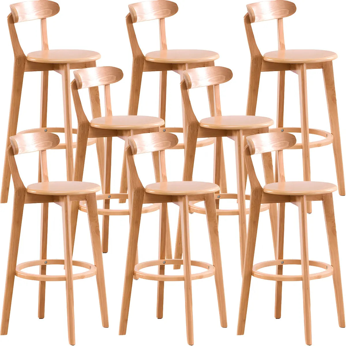 Natural Round Beech Cotton Backrest Wood Bar Stool