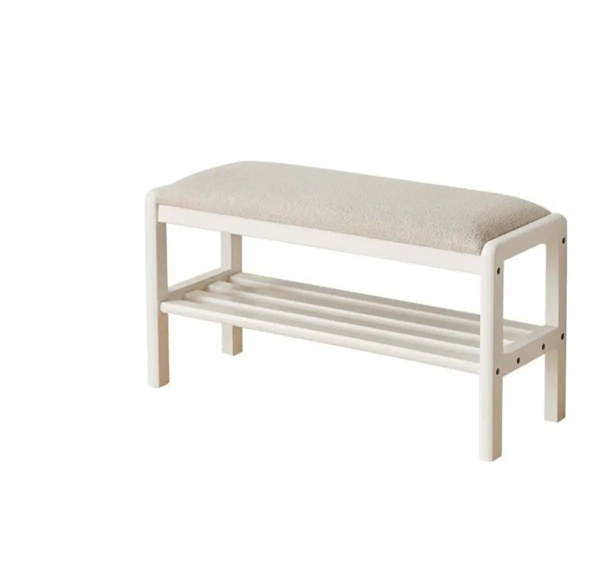 Natural Upholstered Entryway Bench with Shoe Shelf