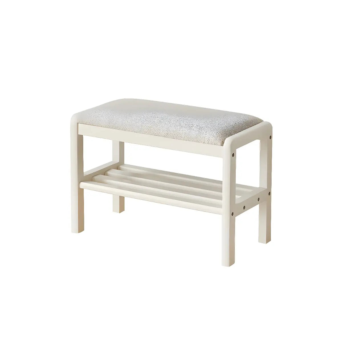 Natural Upholstered Entryway Bench with Shoe Shelf