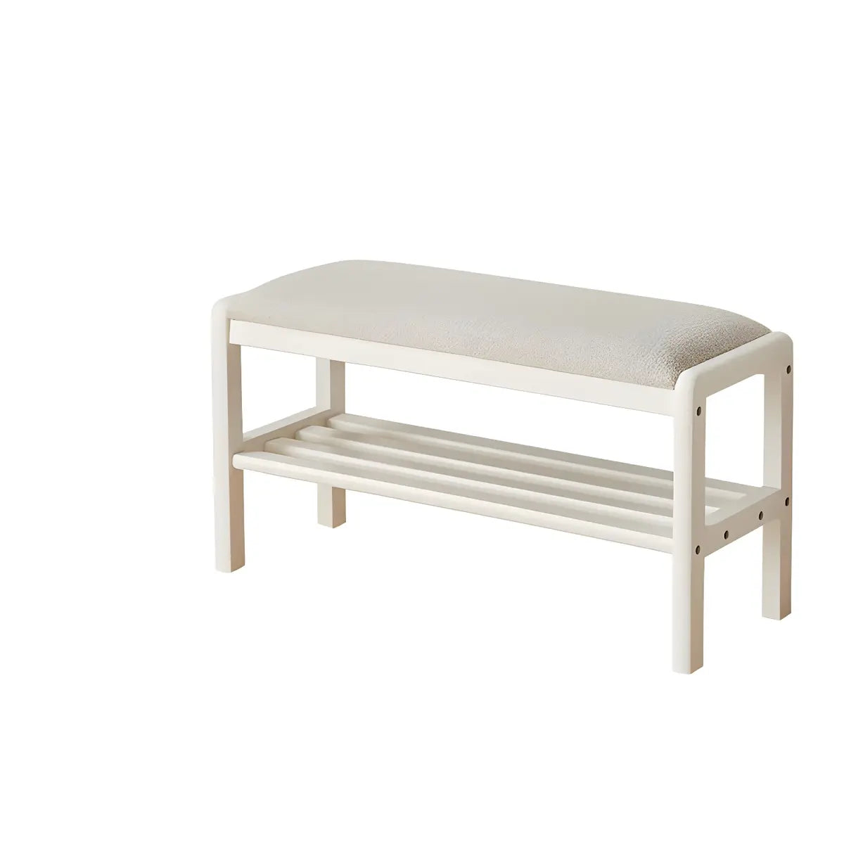 Natural Upholstered Entryway Bench with Shoe Shelf