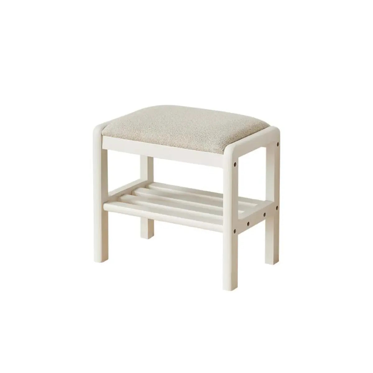 Natural Upholstered Entryway Bench with Shoe Shelf