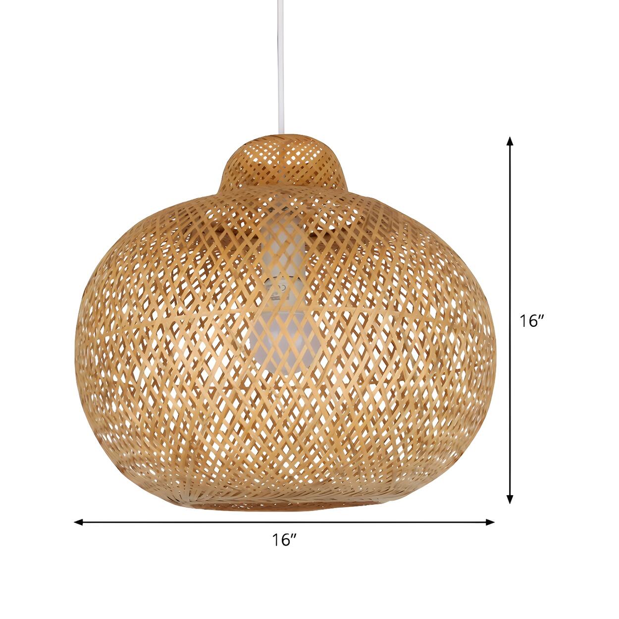 Natural Woven Rattan Globe Lantern Restaurant Pendant Light