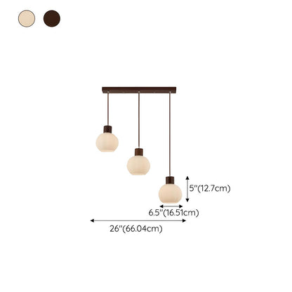 Nordic 3-Light Globe Wooden Island Pendant Light