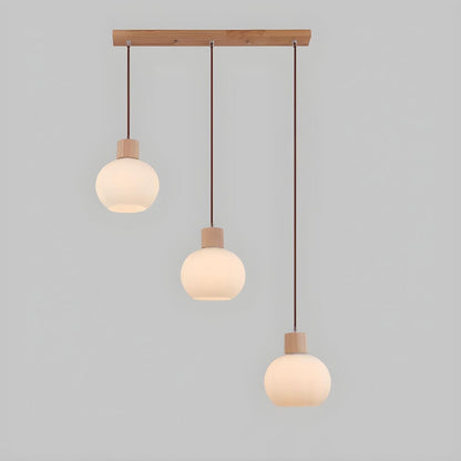 Nordic 3-Light Globe Wooden Island Pendant Light