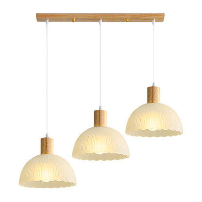 Nordic 3-Light Scalloped Dome Island Pendant Light