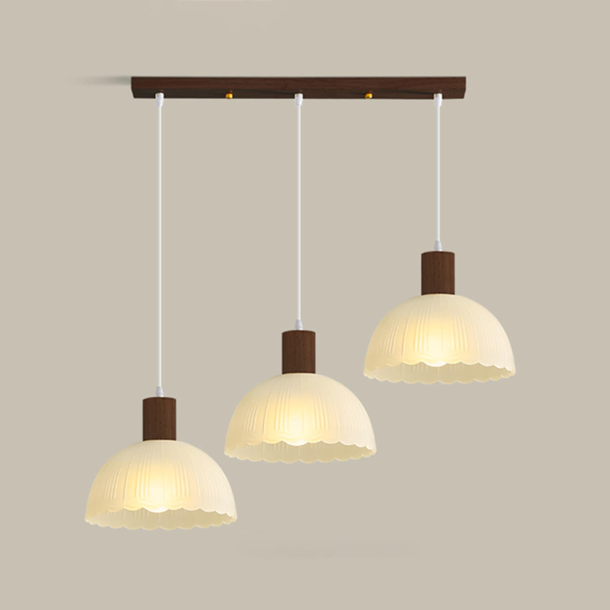 Nordic 3-Light Scalloped Dome Island Pendant Light