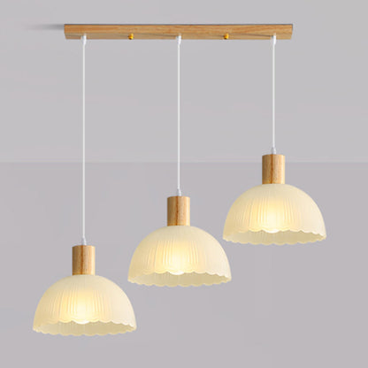 Nordic 3-Light Scalloped Dome Island Pendant Light