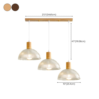 Nordic 3-Light Scalloped Dome Island Pendant Light