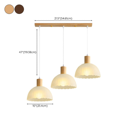 Nordic 3-Light Scalloped Dome Island Pendant Light