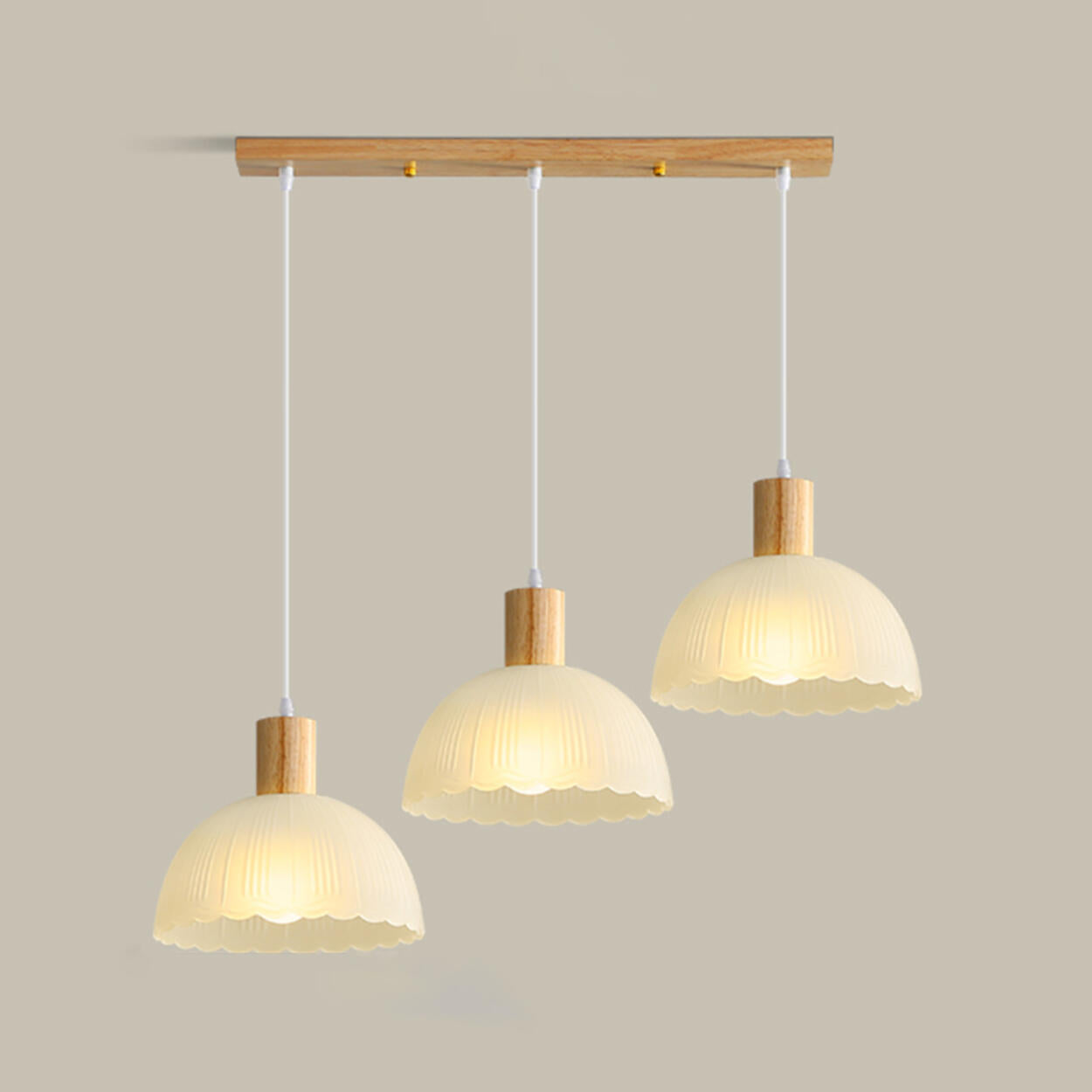 Nordic 3-Light Scalloped Dome Island Pendant Light