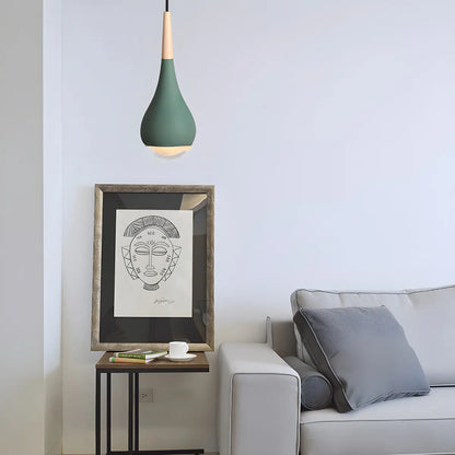 Nordic Modern Ceramic Teardrop Green Pendant Light