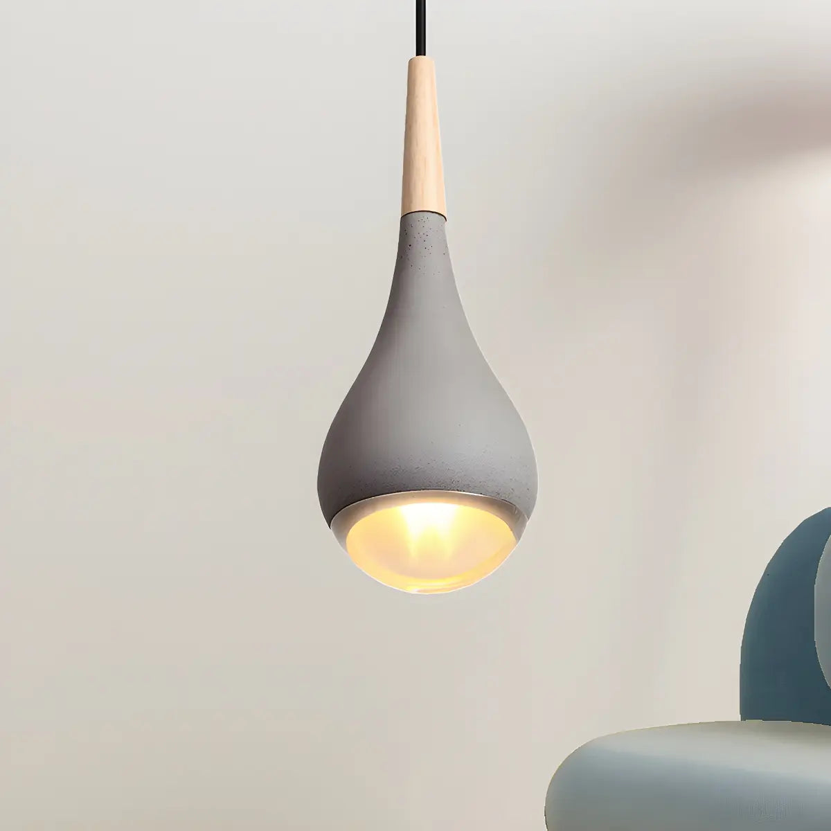 Nordic Modern Ceramic Teardrop Green Pendant Light