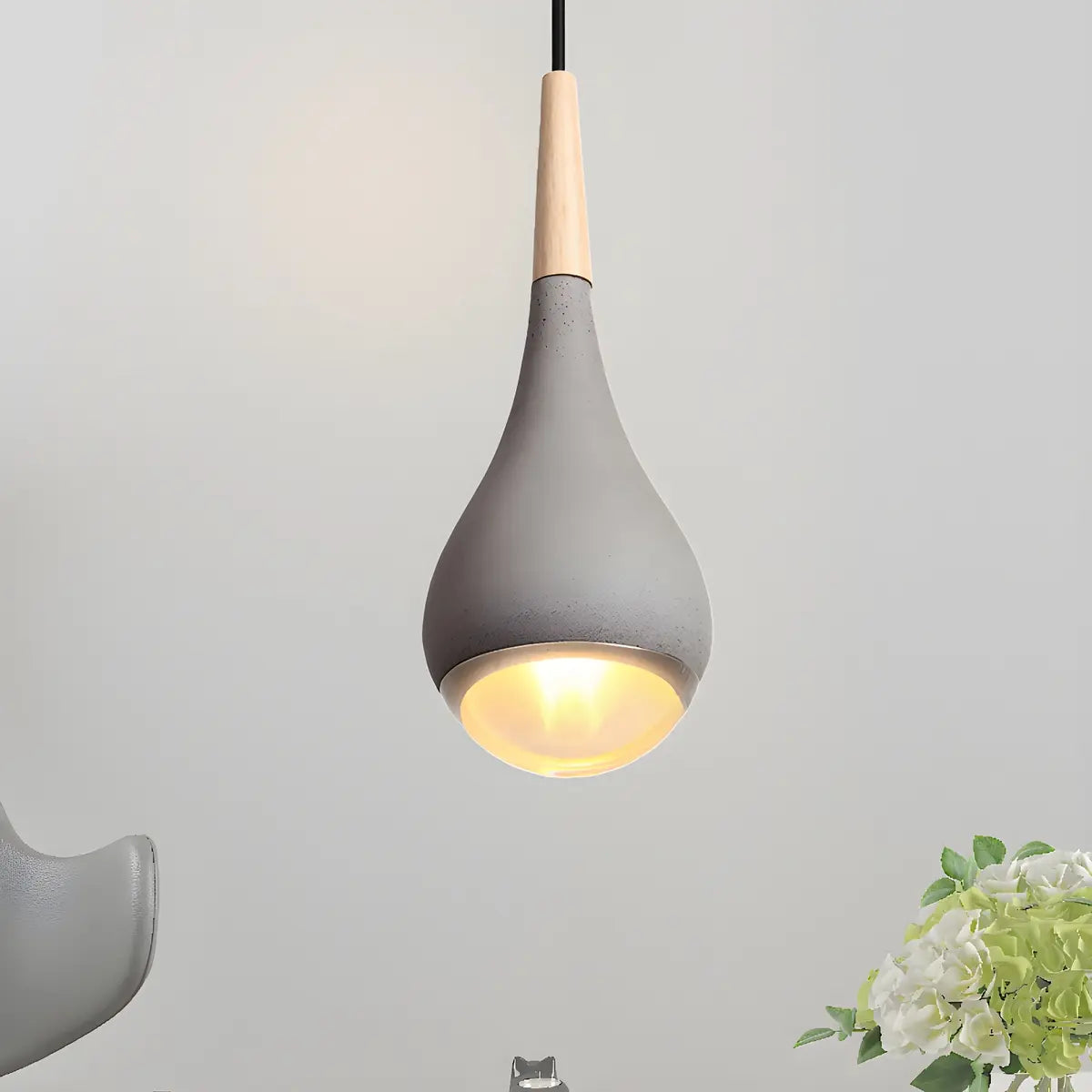 Nordic Modern Ceramic Teardrop Green Pendant Light