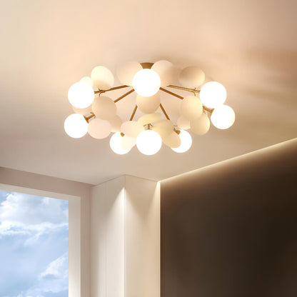 Nordic White Glass Bubble Semi-Flush Mount Ceiling Lamp