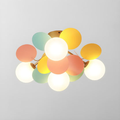 Nordic White Glass Bubble Semi-Flush Mount Ceiling Lamp