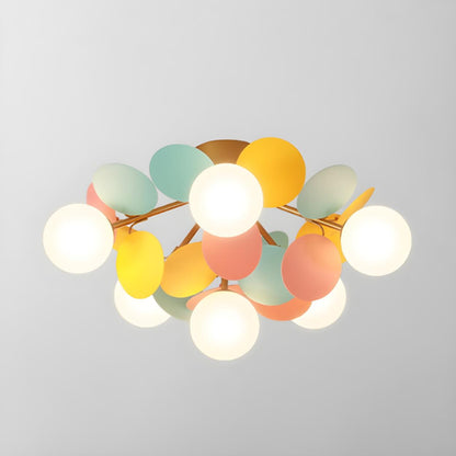 Nordic White Glass Bubble Semi-Flush Mount Ceiling Lamp