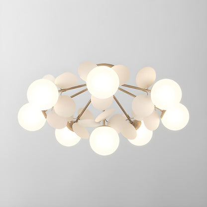 Nordic White Glass Bubble Semi-Flush Mount Ceiling Lamp