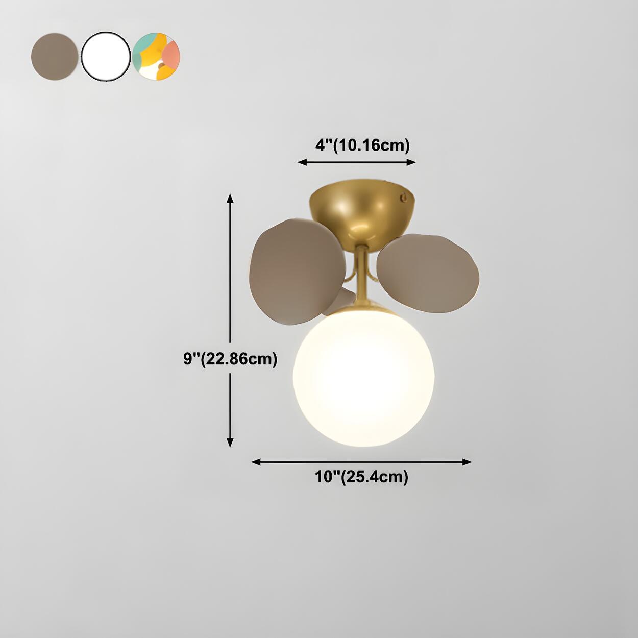 Nordic White Glass Bubble Semi-Flush Mount Ceiling Lamp